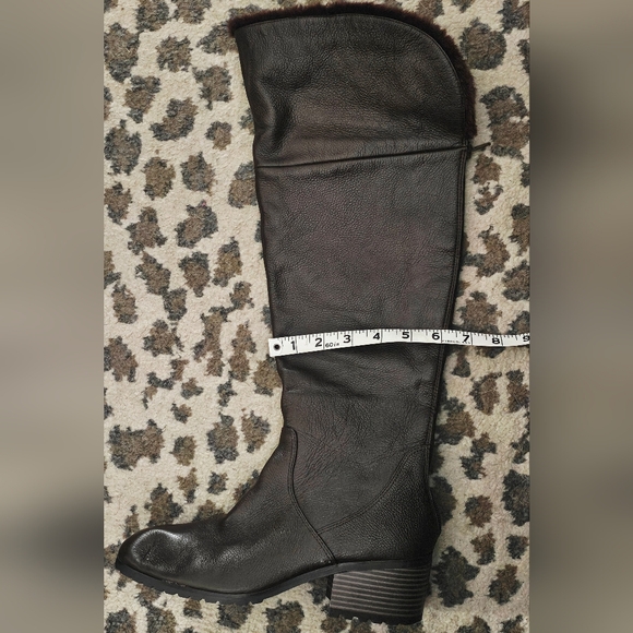 H by Halston Donna Brown Leather and Faux fur Knee High Boots - Picture 6 of 6